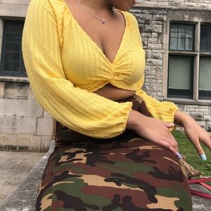Yellow Long Sleeved Crop Top